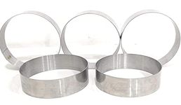 HASN TRADERS Stainless Steel Baking Ring for Burger/Buns (Pack of 5) (Steel, 4 Inch Diameter)