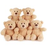 BenBen Teddy Bear Stuffed Animal, 5 Pack 8 inch Small Teddy Bear Bulk, Baby Bear Plush Toy for Baby Shower Decoration, Gifts for Girlfriend, Valentine's Day, Birthday (Brown)