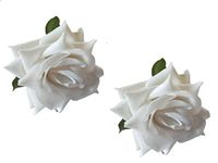 LYF5STAR White Rose Floral, Elegant White Bridal Hairpin Imitation White Handmade Rose U-Shaped Hair Fork Wedding Hair Accessories Fabric Made for Women and Girls (Pack of 2) White