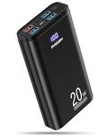 AYEWAY Power Bank 26800mAh USB C Fast Charging Portable Charger PD 20W Battery pack with 5 Outputs & Digital Display,External Backup Phone Charger for iPhone,MacBook,Samsung,Travel,Camping (Black)