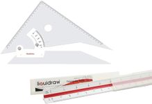 Liquidraw Adjustable Set Square 20cm & Triangular Scale Ruler 30cm Set of 2 for Architecture, Drawing, Carpentry