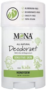 MONA BRANDS All Natural Deodorant for Kids for Girls & Boys Sensitive Skin No Baking Soda No Aluminium Vegan, Non-GMO, Gluten & Cruelty free 1 Unit Honeydew, Full Size (50ml)