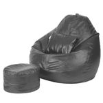 Wakefit 4XL Bean Bag, Bean Bag with Beans Filled, Bean Bag Sofa, Bean Bags, Diwali Gifts, Bean Bag with Cushion and Footrest with Beans Filled, Original Leatherette Bean Bag with Beans (Grey)