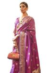 SWORNOF Womens Kanjivaram Soft Silk Saree Patola saree With Blouse Piece (PURPLE)