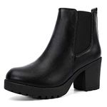 Moda Chics Women's Ankle Boots Slip On Platform Boots, Black, 10