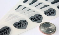 My Scratch Offs 1 Inch Silver Heart with Text Scratch Off Sticker Labels - 100 Pack