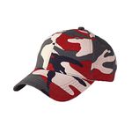 Mens Youth Camouflage Baseball Cap Sun Protection Large Visor Summer Sun Hats Breathable Outdoor Sports Cycling Camping Fishing Hunting Travel Beach Tennis Golf Baseball Hat Cap (Red/Cotton)