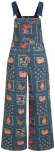 CIDER Overalls for Women Leopard Pocket Buckle Up Wide Leg Jumpsuit