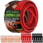 GearIT, 8 Gauge Wire, 15 Lugs, 20 Heat Shrink Wrap, for Automotive, Battery Cable, Amp Kit, Amp, CCA Wire, Wire, Amp Kit, Battery Cables, Amp Wiring Kit, (25 feet Each- Black/Red)