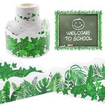 Cinvo Bulletin Board Border Trim Boho Greenery Tropical Leaves Ivy Leaves Double Sided Border Die-Cut for Bulletin Boards Black Board Desks Wall Decals Back to School Classroom Decoration (3" x 50’)