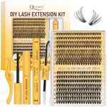 QUEWEL DIY Lash Extension Kit, Cluster Lashes Kit with 320pcs Eyelash Clusters, Lash Bond and Seal, Lash Tweezers, Eyelash Glue Remover for DIY Eyelash Extensions Beauty Makeup At Home(DJRR-30D+40D)