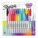 Sharpie Glam Pop Permanent Markers, Fine Point, Assorted Colours, 24 Count