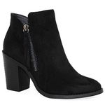 TRENDSUP Women's Fashion Side Zipper Booties, Black Suede, 5.5 UK