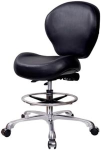 MWOSEN Height Adjustable Rolling Stools Drafting Chair with Backrest & Foot Rest,Work from Home,Studio,Dental,Office for Desk,Salon,Art Studio, Tattoo,Garage, Kitchen, Counter, (Black)