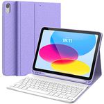 CHESONA Keyboard Case for iPad 10th Generation 10.9inch - 2022, Detachable Bluetooth Keyboard, Stand Folio Keyboard Cover with Pencil Holder, Rechargeable Keyboard for New iPad 10th Gen 2022,Purple