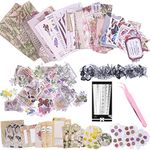 290pcs Aesthetic Scrapbooking Stickers Paper Pack, DIY Decorative Retro Flowers Journaling Supplies Kit for Scrapbook Journal (Retro Flower Life)