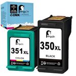 Penguin 350XL 351XL Printer Ink Cartridge Replacement for HP 350 XL 351 XL Black and Colour Compatible with Deskjet D4260 Officejet J5780 Photosmart C4280 High Yield Remanufactured Ink