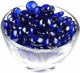 Pebstone Stones for Decoration Glossy Fire Glass Pebbles for Aquarium Fish Tank Vase Filler Home Garden & Landscape Decoration, Glass, DarkBlue (1 Kg); [Glass25-DarkBlue-1 Kg]