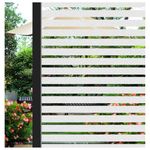 ConCus-T Window Film Privacy Self Adhesive Frosted Window Sticker Removable No Glue Film Stripe Vinyl Static Cling Door Glass Covering for Living Room Office 60 × 200cm