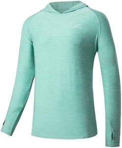 Willit Men's Sun Shirts UPF 50+ Rash Guard Long Sleeve Sun Protection Hoodie SPF UV Fishing Lightweight Athletic Running Slubby Light Cyan L