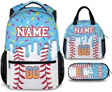 GiftRomance Baseball Drip Backpack for School Custom Kids Backpacks for Boys Age 6-8, Back to School Supplies, 3 Set in Cool Kids Sports Schoolbag for Travel Hiking Vacation Camp