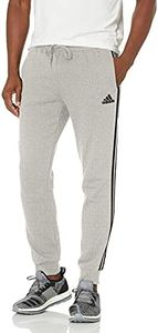adidas Men's Standard Essentials Fleece Tapered Cuff 3-Stripes Pants, Medium Grey Heather/Black, X-Large