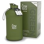 The Gym Keg Sports Water Bottle (2.2 L) Insulated | Half Gallon | Carry Handle | Big Jug Sport, 64oz Hydro Jug, Large Reusable Bottles | Ecofriendly, BPA Free Plastic, Leakproof For Men And Women (Cargo Green)