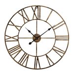 Shoze Roman Numerals Wall Clock Metal Large Wall Clocks for Living Room 60cm(23.6inch) Vintage Clocks for Bedrooms Kitchen Home Accessories Silent Non-Ticking Cafe Hotel Office (Bronze)