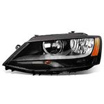 DNA Motoring OEM-HL-0058-L Black Amber Factory Style Driver Side Headlight Lamp Replacement For 11-18 Jetta 4Dr Sedan