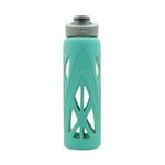 TintBox Borosilicate Glass Water Bottle with Silicone Sleeve | as seen on Shark Tank | perfect for Office, Home, Fridge, Gym, Travel | BPA Free | Cool Green | 750ml