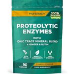 Proteolytic Enzymes Complex with Trace Minerals | 90 Vegan Capsules | Digestive Enzyme Supplement with Papain, Bromelain, Ginger, Selenium, Zinc & More! | by Horbaach