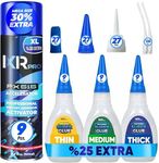 CA Glue with Activator Kit (27x1.75 oz. Thin-Medium-Thick + 27x16.9 fl.oz.) Cyanoacrylate Glue and Activator, Super Glue Accelerator, Super Glue for Wood, Woodworking, Plastic, Guitar, 3D Printing