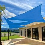 Artpuch 26'x26'x26' Customize Sun Shade Sail Blue UV Block 185 GSM Commercial Triangle Outdoor Covering for Backyard, Pergola,(Customized Available) AT-20T