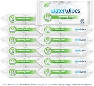 WaterWipes 720 Pack, Hydrating Clean, 99% Water Based with Aloe Vera, Clean, Hydrate & Protect Skin, Unscented & Hypoallergenic (12 packs x 60 wipes)