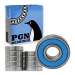 PGN - 608-2RS Sealed Ball Bearing - 8x22x7 - Lubricated - Chrome Steel (10 PCS)