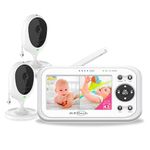 JLB7tech Baby Monitor,4.3" Split Screen Video Baby Monitor with 2 Cameras and Audio,Night Vision,Two-Way Talk,Long Range,Feeding Time,Lullabies,Temperature Detection,Power Saving/Vox,Zoom in