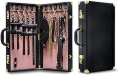 Blush Novelties Temptasia Bondage Kit with Suitcase - 10 Pcs Kit Includes Blindfold, Ball Gag, Slapper, Wrist, Ankle Restraints, Collar, Leash, Bullet Vibrator for Sensation Play BDSM Set