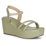 Anita Sarees Women’s Platform Fashion Sandals Open Toe Ankle Strap Flatform Wedge Casual, Wedding, Party Sandal for Women and Girls (Sea Green)