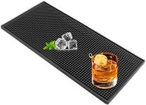 Proxima Direct Bar Mat, 12" x 6" PVC Black Drink Coasters Square Service Mat for Coffee, Home, Bars, Restaurants and Counter Top（30x15CM）