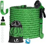 VOUNOT Flexible Garden Hose 30 m Flexible Water Hose Expandable with 10 Spray Functions, Quick Adapters & Wall Mount, Green