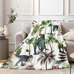 Dinosaur Throw Blanket for Kids, 50 x 60 Inch Cozy 3D Dinosaur Fuzzy Plush Blanket for Boys Gift, Soft Dinosaur Flannel Throw Blanket for Children Teen Dino Fans Bed Couch Decor