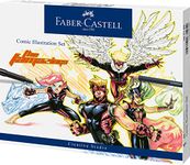 Faber-Castell Creative Studio Comic Illustration Set, Multicoloured, 15 Pieces, For Art, Craft, Drawing, Sketching, Home, School, University, Colouring