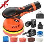 Cordless Car Buffer Polisher - with 2pcs 12V Lithium Rechargeable Battery Cordless Polisher with 6 Variable Speed, 2500-5000RPM Cordless Buffer Polisher for Car Detailing Polishing,Boat Sanding