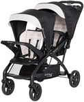 Baby Trend Sit N' Stand Tandem Double Stroller 2.0 DLX and 5 Point Safety Harness, Shaded Canopy, Storage Compartment, and 2 Cup Holders, Modern Khaki