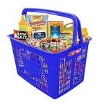 Singhal Super Market Grocery Vegetable Portable Plastic Shopping Rectangular Basket With Handle (Blue)