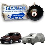 CARBLAZER® Portable & Semi-Automatic Full Body Car Covers: Heavy Duty Device| Anti-Theft| Dust & Scratch Proof | Water & Wind Resistant|Custom Fit| Dual-Side Cover, Compatible for Mahindra REXTON