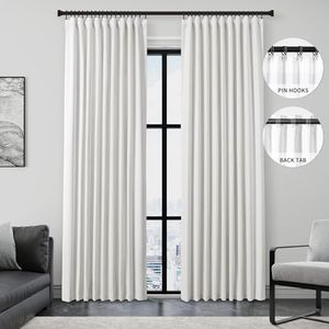 Neutral Off White Linen Blackout Curtains 90 Inches for Bedroom Living Room Darkening Curtains Sliding Glass Doors Thermal Insulated Energy Efficient Black Out Drapes 2 Panels Set Ivory/Cream,52x90