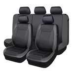 Flying Banner Universal Leather Car Seat Covers Full Set Airbag Compatible Seat Protector (Black and Grey)