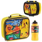 Pokemon Kids Insulated Lunch Bag, Box and Bottle, 3 Piece Set - Anime Gifts (Yellow)