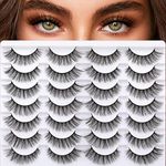 Newcally Cat Eye Lashes Natural Look Wispy Fluffy False Eyelashes Long 3D Volume Fake Eye Lashes Dramatic Strip Lashes 14 Pairs Pack